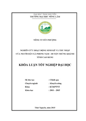 Luận văn thạc sĩ nghiên cứu hoạt động sinh kế và thu nhập của người dân xã phong nặm huyện trùng khánh tỉnh cao bằng