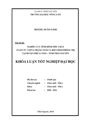 Luận văn thạc sĩ nghiên cứu tình hình tiêu chảy ở lợn từ 1 đến 6 tháng tuổi và biện pháp phòng trị tại huyện phú lương tỉnh thái nguyên