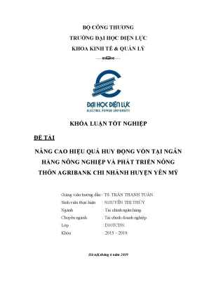 Luận văn tốt nghiệp huy động vốn tại ngân hàng nông nghiệp và phát triển nông thôn agribank chi nhánh huyện yên mỹ