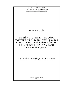 Luận văn thạc sĩ nghiên cứu ảnh hưởng công tác tái định cư đến sản xuất và đời sống của người dân vùng lòng hồ thủy điện tại huyện na hang tỉnh tuyên quang