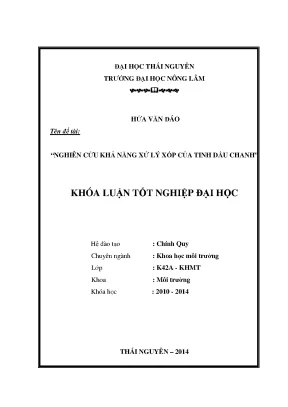 Luận văn thạc sĩ nghiên cứu khảnăng xửlý xốp của tinh dầu chanh