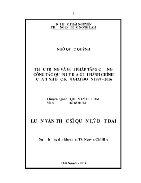 Luận văn thạc sĩ thực trạng và giải pháp tăng cường công tác quản lý địa giới hành chính của tỉnh bắc kạn giai đoạn 1997 2016