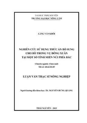 Luận văn thạc sĩ nghiên cứu sử dụng thức ăn bổ sung cho bò trong vụ đông xuân tại một số tỉnh miền núi phía bắc
