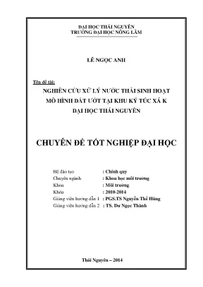 Luận văn thạc sĩ nghiên cứu xử lý nước thải sinh hoạt bằng mô hình đất ướt tại ký túc xá k đại học thái nguyên