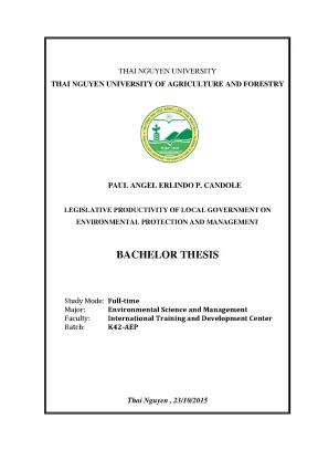 Luận văn thạc sĩ legislative productivity of local government on environmental protection and management