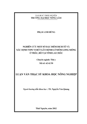 Luận văn thạc sĩ nghiên cứu một số đặc điểm dịch tễ và xác định type vi rút gây bệnh lmlm trên đàn trâu bò tại tỉnh lai châu