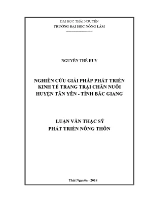 Luận văn thạc sĩ nghiên cứu giải pháp phát triển kinh tế trang trại chăn nuôi huyện tân yên tỉnh bắc giang