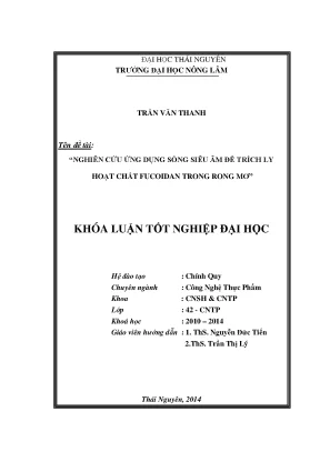 Luận văn thạc sĩ nghiên cứu ứng dụng sóng siêu âm để trích ly hoạt chất fucoidan trong rong mơ