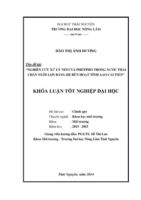 Luận văn thạc sĩ nghiên cứu xử lý nitơ và phốtpho trong nước thải chăn nuôi lợn bằng hệ bùn hoạt tính aao cải tiến