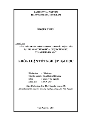 Luận văn thạc sĩ tìm hiểu hoạt động kinh doanh bất động sản tại phường trung hòa quận cầu giấy thành phố hà nội