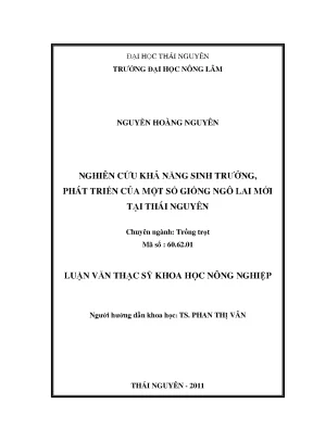 Luận văn thạc sĩ nghiên cứu khả năng sinh trưởng phát triển của một số giống ngô lai mới tại thái nguyên