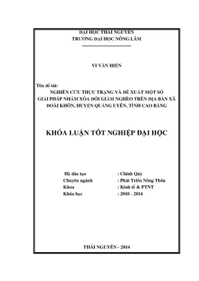 Luận văn thạc sĩ nghiên cứu thực trạng và đề xuất một số giải pháp nhằm xóa đói giảm nghèo trên địa bàn xã đoài khôn huyện quảng uyên tỉnh cao bằng