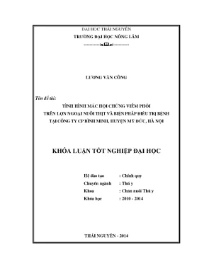 Luận văn thạc sĩ tình hình mắc hội chứng viêm phổi trên lợn ngoại nuôi thịt và biện pháp điều trị bệnh tại công ty cp bình minh huyện mỹ đức hà nội