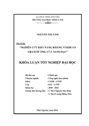 Luận văn thạc sĩ nghiên cứu khả năng kháng vi khuẩn gram dương của nano bạc