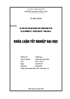 Luận văn thạc sĩ vai trò của phụ nữ trong phát triển kinh tế hộ gia đình tại xã mường tè huyện vân hồ tỉnh sơn la