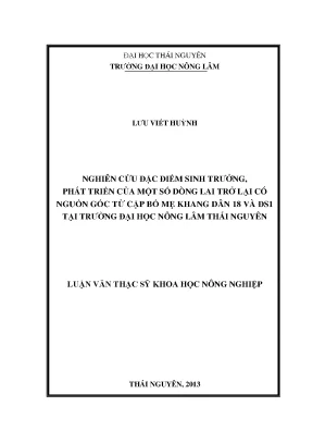 Luận văn thạc sĩ nghiên cứu đặc điểm sinh trưởng phát triển của một số dòng lúa lai trở lại có nguồn gốc từ cặp bố mẹ khang dân 18 và đs1 tại trường đại học nông lâm thái nguyên