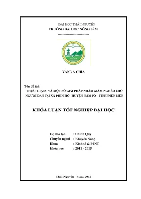 Luận văn thạc sĩ thực trạng và một số giải pháp nhằm giảm nghèo cho người dân tại xã phìn hồ huyện nậm pồ tỉnh điện biên