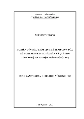 Luận văn thạc sĩ nghiên cứu đặc điểm dịch tễ bệnh giun đũa bê nghé ở huyện nghĩa đàn và quỳ hợp tỉnh nghệ an và biện pháp phòng trị