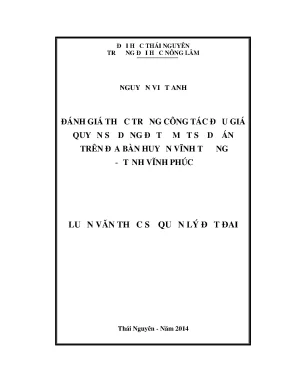 Luận văn thạc sĩ đánh giá thực trạng công tác đấu giá quyền sử dụng đất ở một số dự án trên địa bàn huyện vĩnh tường tỉnh vĩnh phúc