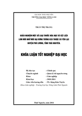 Luận văn thạc sĩ khảo nghiệm một số loại thuốc hóa học và vật liệu làm mồi nhử mối hại rừng trồng keo thuộc xã yên lạc huyện phú lương tỉnh thái nguyên