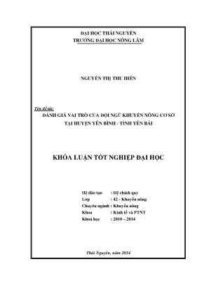 Luận văn thạc sĩ đánh giá vai trò của đội ngũ khuyến nông cơ sở tại huyện yên bình tỉnh yên bái