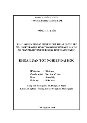 Luận văn thạc sĩ khảo nghiệm một số biện pháp kỹ thuật phòng trừ mối isoptera hại rừng trồng keo xen bạch đàn tại xã phấn mễ huyện phú lương tỉnh thái nguyên