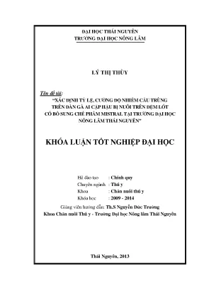Luận văn thạc sĩ xác định tỷ lệ cường độ nhiễm cầu trùng trên đàn gà ai cập hậu bị nuôi trên đệm lót có bổ sung chế phẩm mistral tại trường đại học nông lâm thái nguyên