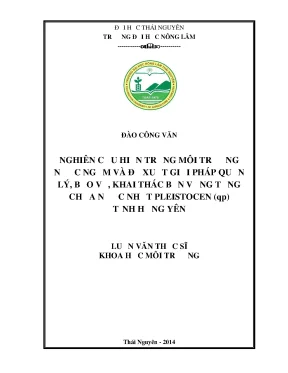 Luận văn thạc sĩ nghiên cứu hiện trạng môi trường nước ngầm và đề xuất giải pháp quản lý bảo vệ khai thác bền vững tầng chứa nước nhạt pleistocen qp tỉnh hưng yên
