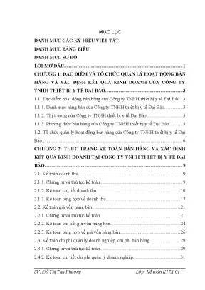 Luận văn tốt nghiệp kế toán bán hàng và xác định kết quả kinh doanh tại công ty tnhh thiết bị y tế đại bảo