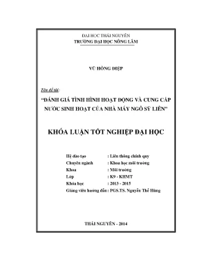 Luận văn thạc sĩ đánh giá tình hình hoạt động và cung cấp nước sinh hoạt của nhà máy ngô sỹ liên