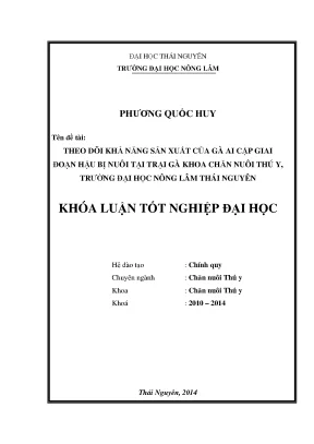 Luận văn thạc sĩ theo dõi khả năng sản xuất của gà ai cập giai đoạn hậu bị nuôi tại trại gà khoa chăn nuôi thú y trường đại học nông lâm thái nguyên