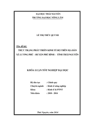 Luận văn thạc sĩ thực trạng phát triển kinh tế hộ trên địa bàn xã lương phú huyện phú bình tỉnh thái nguyên