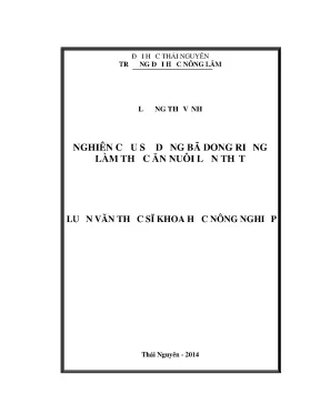 Luận văn thạc sĩ nghiên cứu sử dụng bã dong riềng làm thức ăn nuôi lợn thịt