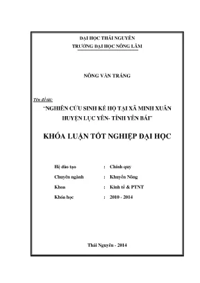 Luận văn thạc sĩ nghiên cứu sinh kế hộ tại xã minh xuân huyện lục yên tỉnh yên bái