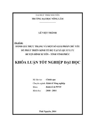 Luận văn thạc sĩ đánh giá thực trạng và một số giải pháp chủ yếu để phát triển kinh tế hộ tại xã quất lưu huyện bình xuyên tỉnh vĩnh phúc