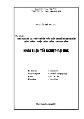 Luận văn thạc sĩ thực trạng và giải pháp phát triển kinh tế hộ tại thị trấn trùng khánh huyện trùng khánh tỉnh cao bằng