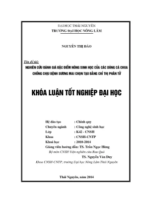 Luận văn thạc sĩ nghiên cứu đánh giá đặc điểm nông sinh học của các dòng cà chua chống chịu bệnh sương mai chọn tạo bằng chỉ thị phân tử