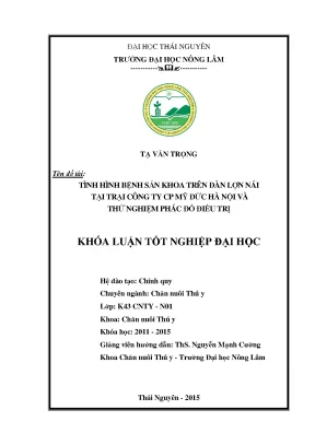 Luận văn thạc sĩ tình hình bệnh sản khoa trên đàn lợn nái tại trại công ty cp mỹ đức hà nội và thử nghiêm phác đồ điều trị