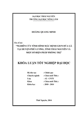 Luận văn thạc sĩ nghiên cứu tình hình mắc bệnh giun đũa gà tại huyện phú lương tỉnh thái nguyên và một số biện pháp phòng trị