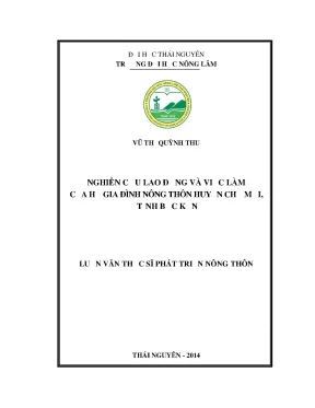 Luận văn thạc sĩ nghiên cứu lao động và việc làm của hộ gia đình nông thôn huyện chợ mới tỉnh bắc kạn