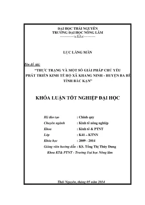 Luận văn thạc sĩ thực trạng và một số giải pháp chủ yếu phát triển kinh tế hộ xã khang ninh huyện ba bể tỉnh bắc kạn