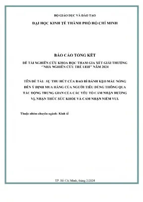 Sự thu hút của bao bì bánh kẹo màu nóng đến ý định mua hàng của người tiêu dùng thông qua tác động trung gian của các yếu tố cảm nhận hương vị nhận thức sức khỏe và cảm nhận niềm vui