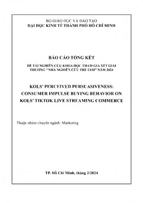 Kols perceived persuasiveness consumer impulse buying behavior on kols tiktok live streaming commerce