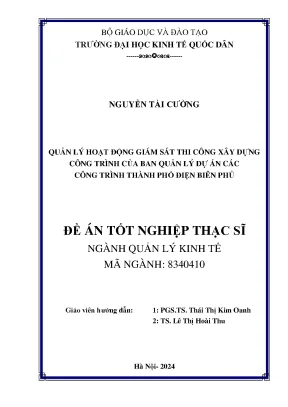 Luận văn thạc sĩ quản lý kinh tế quản lý hoạt động giám sát thi công xây dựng công trình của ban quản lý dự án các công trình thành phố điện biên phủ