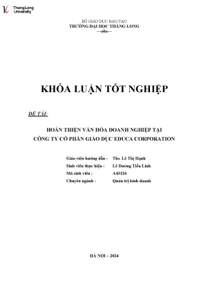 Hoàn thiện văn hóa doanh nghiệp tại công ty cổ phần giáo dục educa corporation