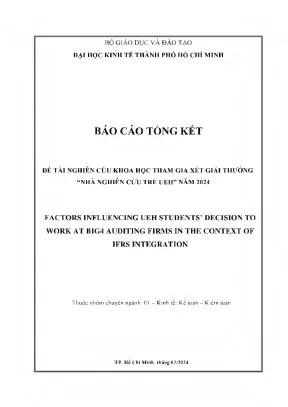 Factors influencing ueh students decision to work at big4 auditing firms in the context of ifrs integration