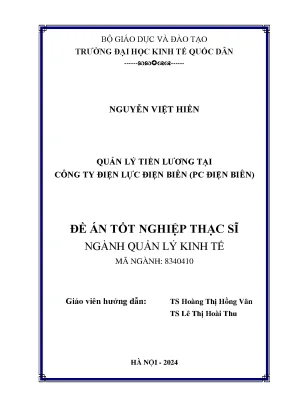 Luận văn thạc sĩ quản lý kinh tế quản lý tiền lương tại công ty điện lực điện biên pc điện biên
