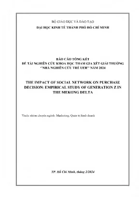 The impact of social network on purchase decision empirical study of generation z in the mekong delta