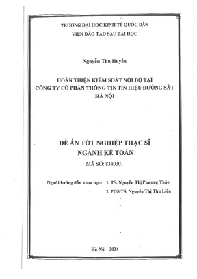 Luận văn thạc sĩ kế toán hoàn thiện kiểm soát nội bộ tại công ty cổ phần thông tin tín hiệu đường sắt hà nội