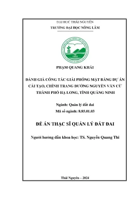 Đánh giá công tác giải phóng mặt bằng dự án cải tạo chỉnh trang đường nguyễn văn cừ thành phố hạ long tỉnh quảng ninh